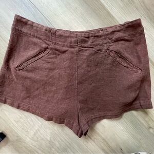 Free People Brown Linen Shorts Size 6 perfect